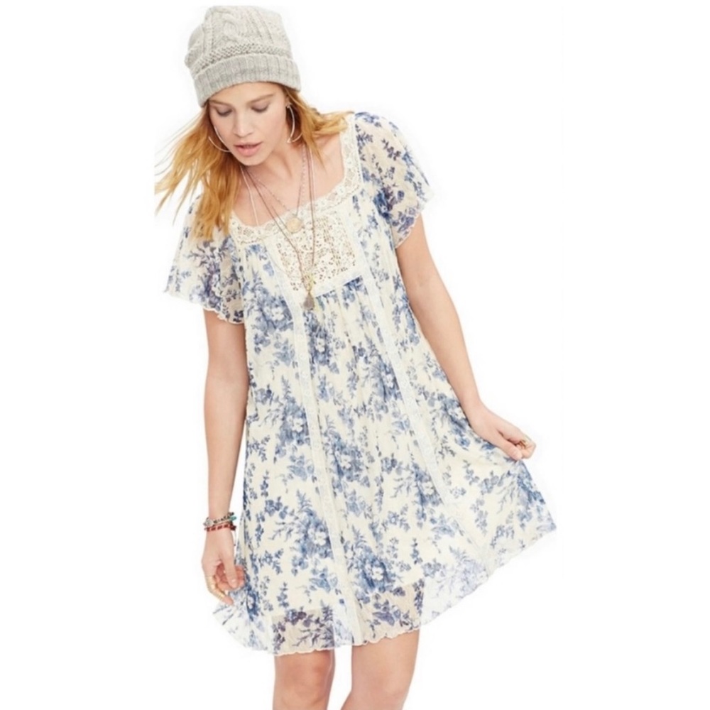 Denim & supply Ralph Lauren baby doll crochet lace overlay floral mini dress